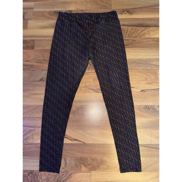Lularoe Women's Leggings‎ Tall And Curvy, No Sz Tag M ? Orange Brown Black - Picture 3 of 9